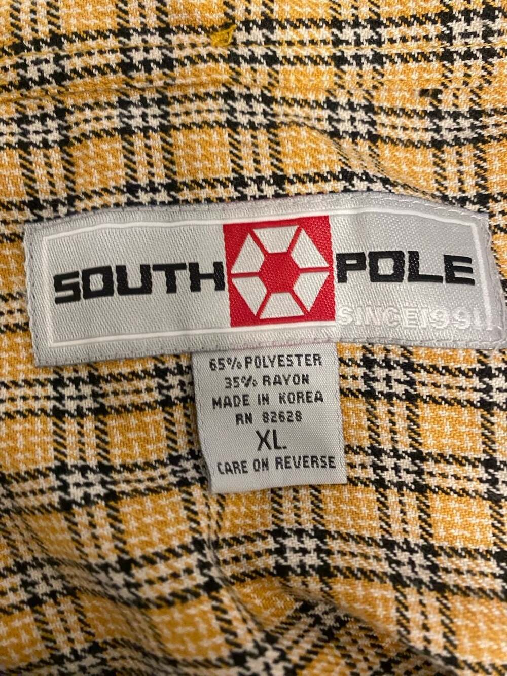 Southpole Plaid Long Sleeve Button Down Shirt Size XL Yellow